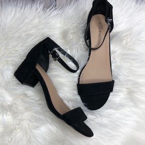 NEW Torrid Black Double Strap Suede Block Heels